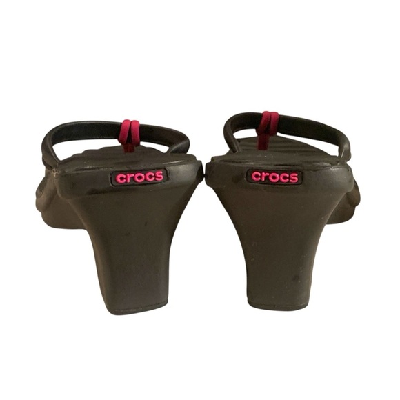 Crocs Cabana Black 3" Wedge Heels Sandals - Picture 7 of 9